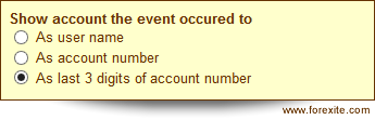 Options of the real account settings Options of the real account settings